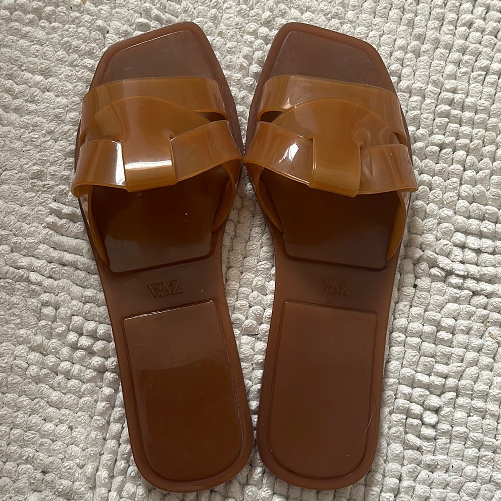 Zara Summer Jelly Sandals. Size 39. Color Tan
